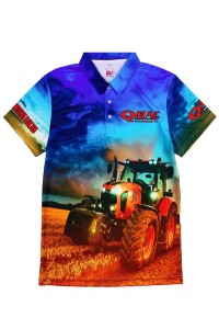 Online Order Short Sleeve POLO Shirt Design Full Sublimation Three Button Chest Dye Sublimation Supplier Australia Agriculture Machinery Engineering Equipment Uniforms P1380